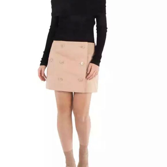 Burberry Ladies Pale Nude Cotton Gabardine Trench Mini Skirt, size 6 NWT - Picture 1 of 9
